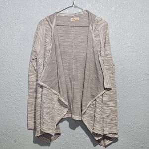 Hollister Light Gray Knit Yarn Cardigan Coverup With Hood Like New Womens Small